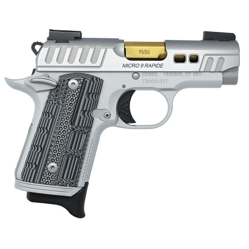 kimber micro 9 rapide dawn 9mm, 3.15" gold barrel, silver, night sights, 7rd