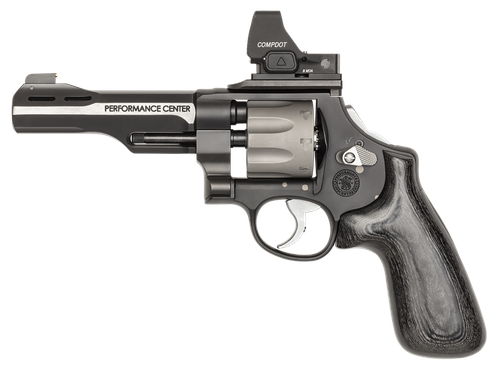 smith & wesson performance center 327 jerry miculek signature 9mm, 5" barrel, black laminate, vortex compdot red dot, 8rd