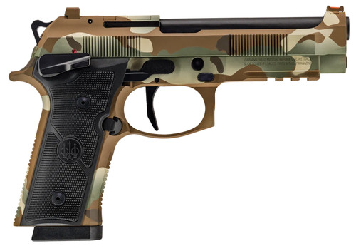 beretta 92xi combat 9mm, 4.7" barrel, multicam cerakote, black grip, 18rd