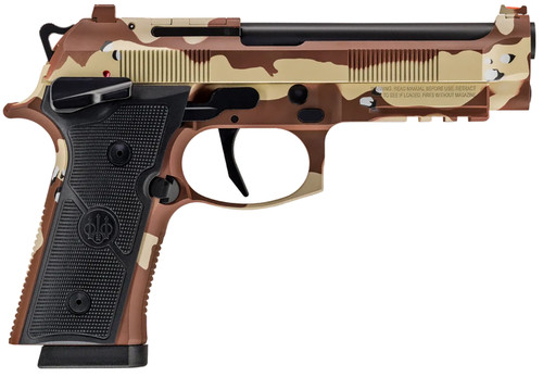 beretta 92xi combat 9mm, 4.7" barrel, chocolate chip cerakote, black grip, 10rd