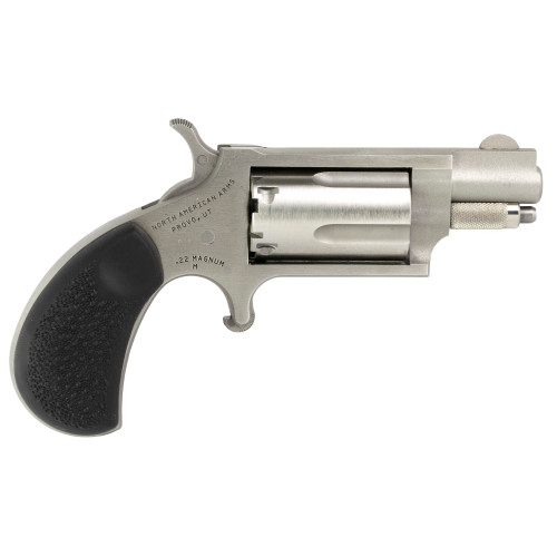 naa mini revolver 22 magnum, 1.625" barrel, stainless steel, black rubber grip, 5rd