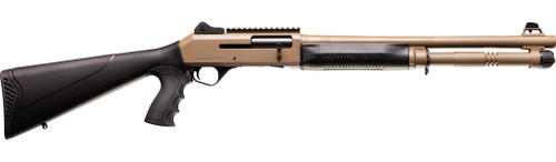 four peaks s4 12 ga, 3" chamber 18.5" barrel, flat dark earth cerakote, black synthetic furntiure, 5rd