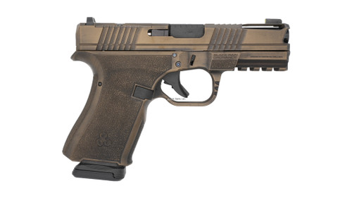 black rain ordnance frontline+ 9mm, 4" barrel, battleworn bronze, ameriglo sights, 15rd