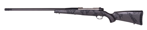 weatherby mark v backcountry guide ti 6.5 creedmoor, 22" threaded barrel, black sponge camo, peak 44 blacktooth stock, 4rd