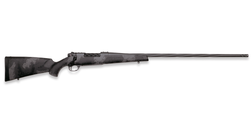 weatherby mark v live wild 7mm backcountry, 20" threaded barrel, black & gray camo, black rec, 4rd