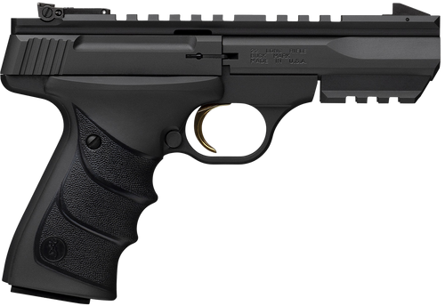 browning buck mark black label 22 lr, 4" barrel, black, urx grip, picatinny accessory/optic rail, 10rd