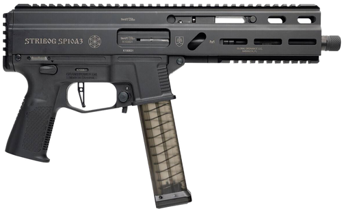 grand power stribog sp10a3 10mm, 8" threaded barrel, non-reciprocating charging handle, m-lok rail, matte black, case, 3x20rd