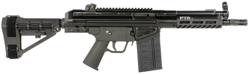 ptr pdwr br 308 win,8.50" threaded barrel, black, picatinny rail, sb tactical brace, 20rd