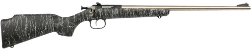 crickett gen2 youth 22 lr 1rd 16.13" stainless single shot barrel, stainless steel receiver, black white webbing fixed synthetic stock