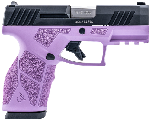 taurus gx2 9mm, 3.38" barrel length, matte finish, black and light purple, manual safety, white dot front sight with drift adjustable rear sight,...