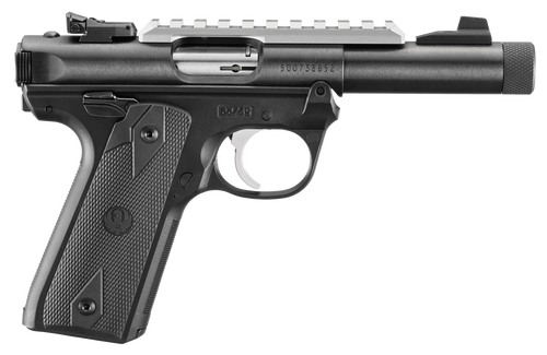 ruger mark iv 22/45 22 lr,4.4" threaded bull barrel, black, picatinny, checkered grip, 10rd