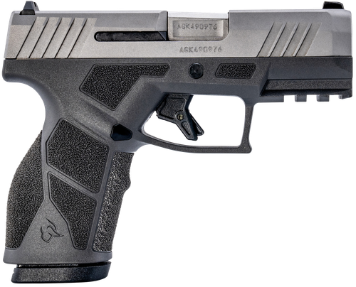 taurus gx2 9mm, 3.38" barrel, gray/stainless finish, manual safety, white dot front/adjustable rear sights, 2x13rd mags