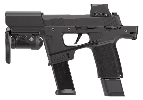 sig sauer p365 flux sentry optic package 9mm, 6" barrel, brace, romeox compact, foxtrot 1x light, 25rd