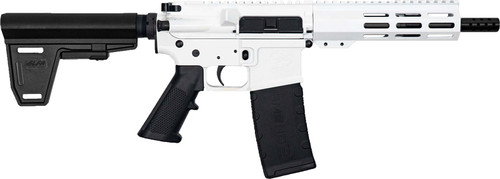 great lakes ar-15 223 wylde 30rd,7.50" black nitride threaded barrel, m-lok handguard, white cerakote aluminum receiver picatinny rail, black polymer...