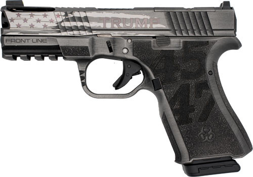black rain ordnance trump frontline 9 4" barrel, engraved gun metal grey battleworn, 15rd