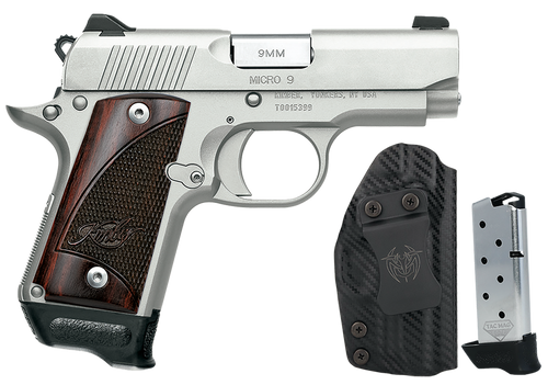 kimber micro 9 3" barrel ready to carry bundle ss w/rosewood grips, includes holster and 2x 7rd mags