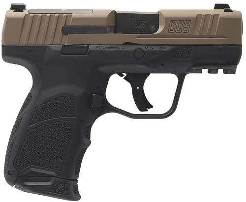 hk cc9 micro compact 9mm 12+1 3.32" barrel, flat dark earth cerakote, optic ready steel, fde rail, interchangeable backstrap grip, ambidextrous...
