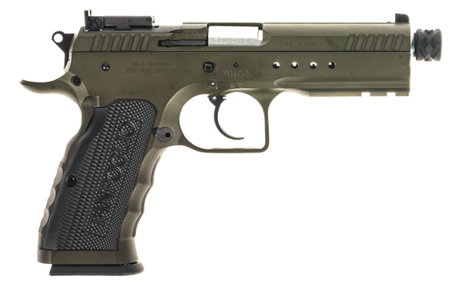 tanfoglio defiant tactical pro 9mm, 4.5" threaded barrel, green ported/serrated slide, 20rd