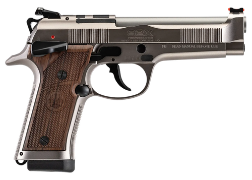 beretta 92x performance defensive 9mm 15rd,4.60" barrel, optics ready, nickel, walnut grip
