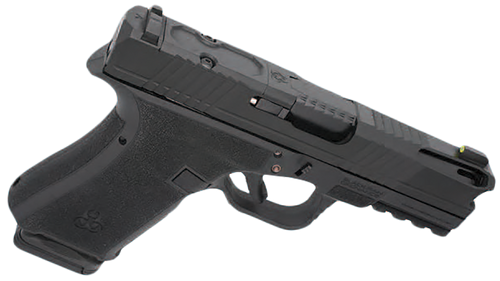 black rain ordnance frontline +, compact, 9mm, 4" ported barrel, cerakote finish, battle worn black, optic cut for rmr, ameriglow tritium front sight...