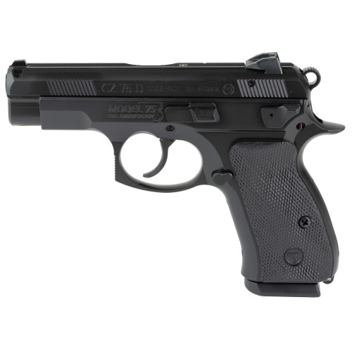 cz 75 d pcr compact 50th anniversary elite 9mm, 3.75" cold hammer forged barrel, aluminum, polycoat finish, black, decocker, rubber grips, fixed...
