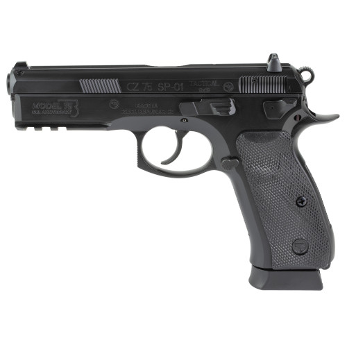 cz 75 sp-01 tactical 50th anniversary elite 9mm, 4.6" cold hammer forged barrel,, polycoat finish, black, ambidextrous decocker, rubber grips, fixed...