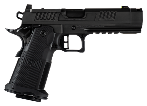 alpha foxtrot af1911 romulus 9mm 20rd, 4.25" bull compensated barrel, black, optic ready, serrated, beavertail, picatinny rail, rmr/rmsc footprint