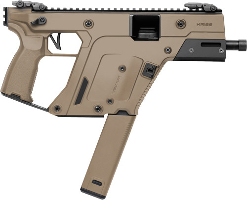 kriss vector sdp gen iii 45acp, 5.5" threaded barrel, matte flat dark earth, low-profile flip-ups, 30rd