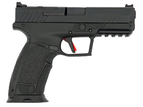 tisas px-9 gen 3 duty ca legal 9mm, 4.11" barrel, tenifer black, fiber optic front, optics ready, 2x10rd mags, inter back straps-panels, california...