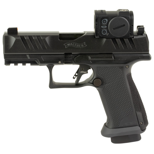 walther pdp f-series pro acro 9mm, 4" barrel, tenifer black, aimpoint acro, adj rear sight, 3x18rd mags