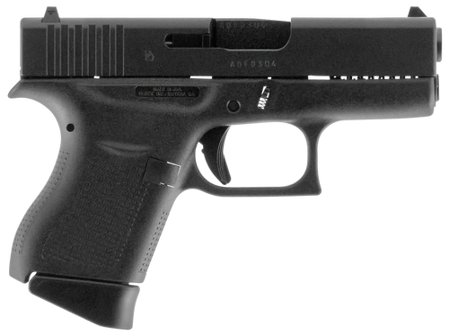 glock 43 rebuilt sub-compact, 9mm, 3.41" barrel, matte finish, black, fixed sights, 6 rounds, 2 magazines 6 rd