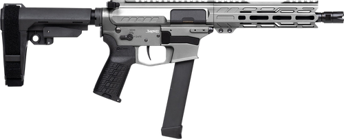 cmmg banshee fe mkgs 9mm, 8" threaded barrel, m-lok, tungsten cerakote, picatinny, black ripbrace, zeroed grip, 33rd
