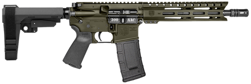 diamondback db15 300 aac 30rd,10" olive drab green cerakote heavy barrel 9" m-lok handguard 7075-t6 aluminum sba3 brace magpul moe grip