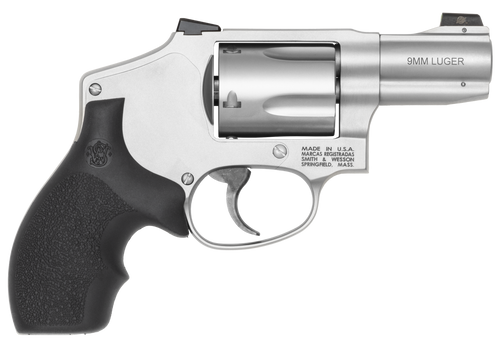 smith & wesson model 940-3 9mm, 2.17" barrel, satin silver, rubber grips, xs night sight, 5rd, 3 moon clips