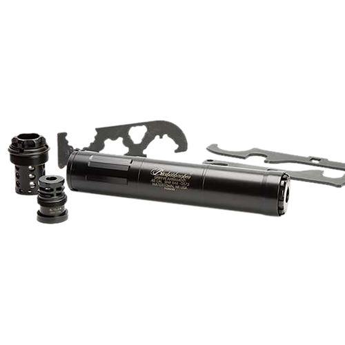 griffin armament bushwacker 46, gen 2, fits large bore 9mm/45acp/30cal/.450 bm/.458 socom/ .45-70 govt, steel tube with titanium baffles, black...