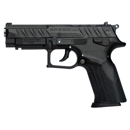 grand power k100, 4.25" barrel, matte black, 3-dot sights, includes (4)-optic adapter plates, 15rd, 3 mags