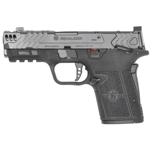 smith & wesson performance center equalizer carry comp 9mm, 3.675" ported barrel, black, blacked-out u-notch rear, ameriglo tritium front, optic...
