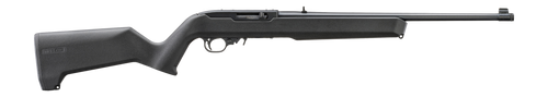 ruger 10/22, 22 lr, 18.5" threaded barrel, 1/2x28, black, magpul x-22 stock, adjustable rear sight, gold bead front sight, manual safety, 10rd rotary...