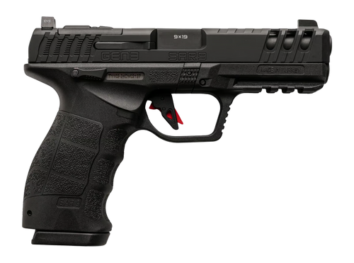 sar usa sar9 gen3 9mm, 4.5" barrel, black, optic cut-serrated slide, picatinny, rmsc footprint, 10rd