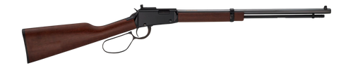 henry h1 frontier carbine 22 lr, 16.5" barrel, octagon blued, large loop, straight grip american walnut, adj semi-buckhorn rear, brass bead front,...