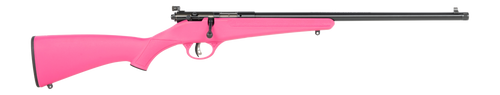 savage rascal f-sr 22 lr, 16" threaded barrel, black, pink synthetic stock, single shot