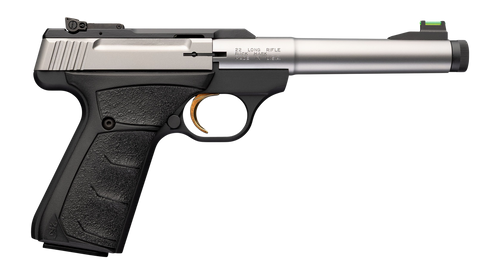 browning buck mark camper sr 22 lr 10rd,5.90" stainless threaded bull barrel, matte black aluminum receiver, black overmolded ufx grip