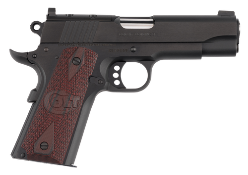 colt commander combat 45 acp,4.25" stainless barrel, matte black, optic ready-serrated slide, beavertail, black cherry g10 grip, 8rd