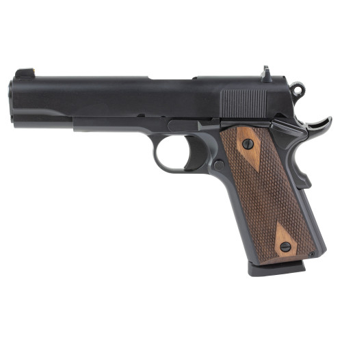 tisas 1911a1 stakeout, 1911 45acp, 5" barrel, cerakote finish, black, walnut grips, iron sights, 8rd, 2 mags