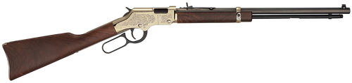 henry golden boy deluxe engraved 4th edition 22 wmr, 20" blued octagon barrel, engraved brasslite rec, american walnut stock, buckhorn, 12rd