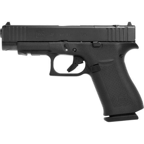 glock 48 mos slim compact 9mm 15rd, 4.17" mb barrel, optic ready/serrated steel slide, beavertail & front rail, textured grip
