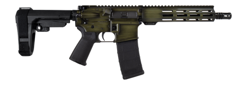 shark coast distressed 5.56mm 30rd,10.50" black nitride threaded barrel, aluminum receiver picatinny rail, m-lok handguard, polymer sb tactical sba3...