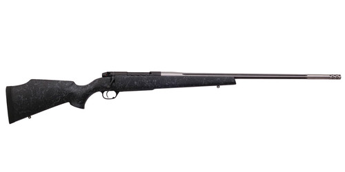 weatherby mark v accumark 25 wby rpm 4rd,24" spun stainless graphite black cerakote fluted threaded barrel, graphite black cerakote steel drilled &...