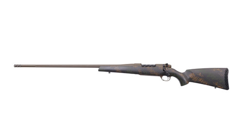 weatherby mark v backcountry 2.0 338 wby rpm 4rd,24" + 2" patriot brown cerakote fluted threaded barrel, steel drilled & tapped receiver, black brown...