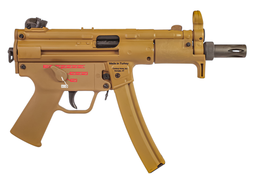 century ap5 mp5k ral8000 9mm 5.8" barrel, fde cerakote, 30 rd mag, beautifully made in the mke factory
